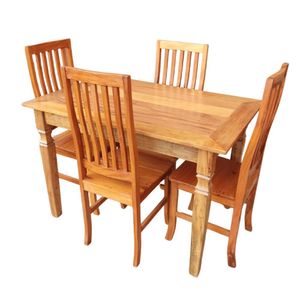 Mesa De Jantar Madeira De Demolição 1,20x 0,80 Com 4 Cadeiras Anatômico Alta Sudeste Rustico