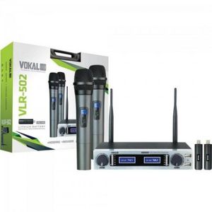 Microfone De Mao Duplo Vlr-502 Cromado Vokal