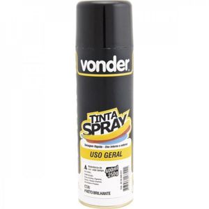 Tinta Em Spray Preta Brilhante Com 400 Ml Vonder - Caixa Com 2 Unidade - Preto