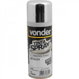 Tinta em Spray Metálica Cromada com 200 Ml Vonder - Caixa com 2 Unidade - Cinza