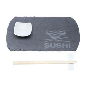 Kit 4 Peças Sushi Bandeja De Ardósia 4 Peças