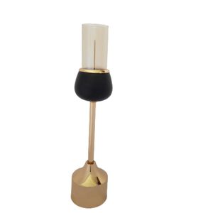 Castiçal Metal Dourado E Preto Alt 37.50cm X Diâmetro 8cm