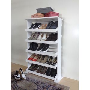 Sapateira De Piso Chão Para Closets E Quartos 15 Pares Sapatos Branco Laca