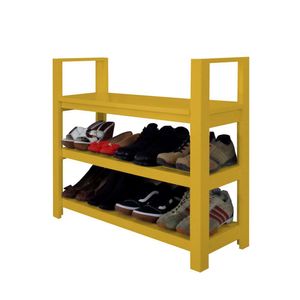Sapateira Banco Com Braço De Piso Para Closets E Quartos 8 Pares Sapatos Amarelo Laca