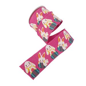 Fita Aramada Rosa Com Coelhinhos Coloridos Comp 9.14m