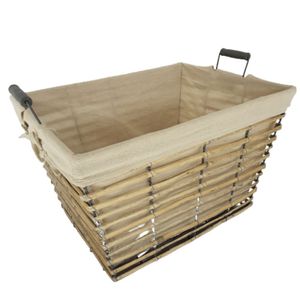 Cesto Folha Salgueiro Forrado + Armação Metal + Alça Al 22cm X L 24cm X C 34cm