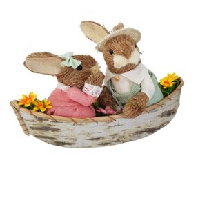 Coelho Páscoa Casal No Barco 32cm