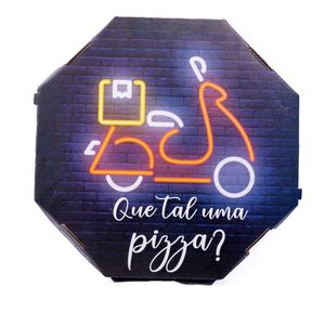 Caixa De Pizza Octagonal 30cm Fotográfica C/ 50 Un