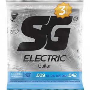 Encordoamento P/ Guitarra .009 Extra Light Pack C/ 3 Sg - Pc