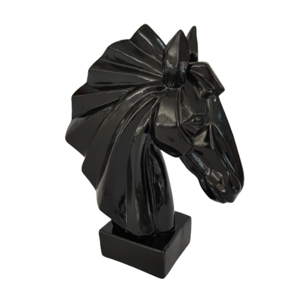 Decoração Peças De Xadrez Preto Cavalo Escultura Média Estátua