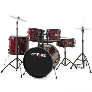 Bateria Pro Fire Preta Bumbo Tons E Surdo Caixa Prato Vinho