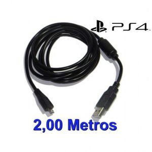 Kit 2 Cabos Usb Ps4 Playstation 4 Para Carregar Controle 2m