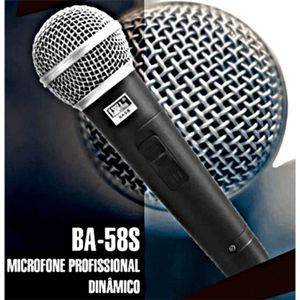 Microfone Com Fio Profissional Dinâmico Unidirecional Jwl Ba-58s