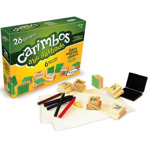 Carimbos Educativos Abc Ilustrado - 28 Carimbos - Madeira - 50921 - Xalingo