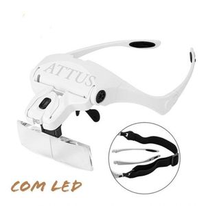 Lupa De Cabeça Oculos Profissional 5 Lentes Aumento Luz Ld