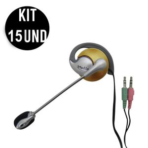 Kit 15 Unidades Fone De Ouvido C/Microfone Office P2