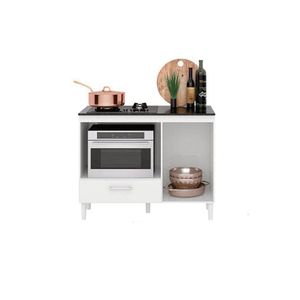 Balcão De Cozinha P/ Cooktop Fit 1 Porta 1 Gaveta E 1 Nicho 105cm Branco - Nicioli