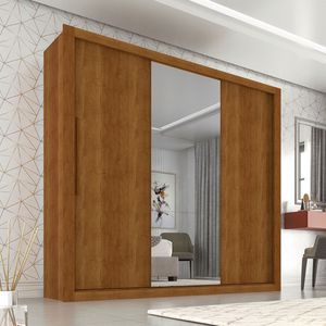 Guarda Roupa Casal Com Espelho 3 Portas 4 Gavetas Panamá Sallêto Móveis Cinamomo