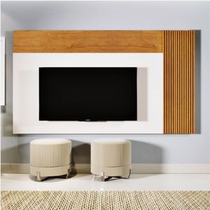Painel Valencia Para Tv Até 75 Polegadas Mavaular Nature Com Off White