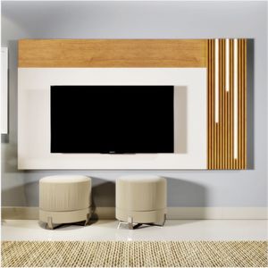 Painel Valencia Para Tv Até 75 Polegadas Com Led Mavaular Nature Com Off White