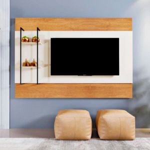 Painel Granada Para Tv 65 Polegadas Mavaular Naturalle Com Off White