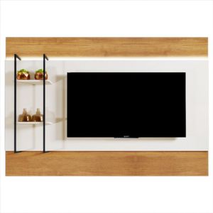 Painel Granada Para Tv 65 Polegadas Com Led Mavaular Naturalle Com Off White