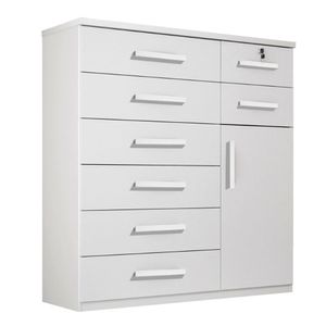 Cômoda Vitoria 1 Porta E 8 Gavetas Plus Com Escala De Brilho Em Fosco Benetil Branco