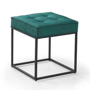 Puff Cubo Metálico Cor Suede Verde