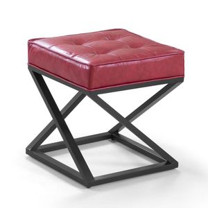 Puff Cubo Metálico Torcido Cor Courino Vermelho