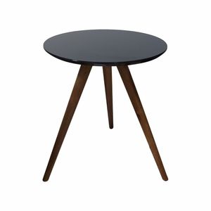 Mesa Lateral Redonda Com Vidro 50x50 Cor Preto Medida 60 Cm Altura