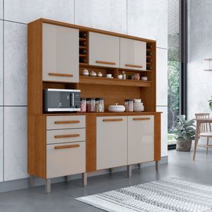 Armário De Cozinha 6 Portas 2 Gavetas Catar Sallêto Móveis Cinamomo Com Off White