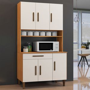 Armário De Cozinha 6 Portas 1 Gaveta Salvador Nature Com Off White