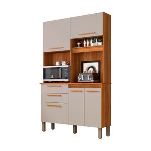 Armário De Cozinha 5 Portas 2 Gavetas Dubai Sallêto Móveis Cinamomo Com Off White