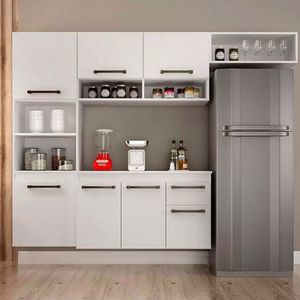 Cozinha Liz Branca 6 Portas 2 Gavetas 1 Prateleira Chf Branco