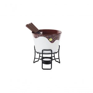 Aparelho De Fondue 7 Peças Chocolate Cerâmica Linha Fondue Brinox Branco