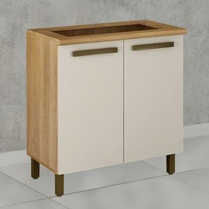 Balcão Cooktop Pérola Cinamomo Com Off White 2 Portas Valdemóveis