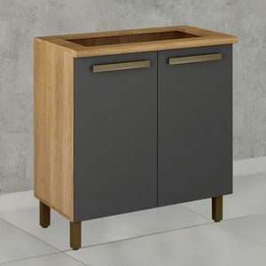Balcão Cooktop Pérola Cinamomo Com Grafite 2 Portas Valdemóveis