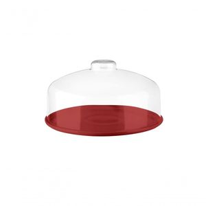 Boleira Prato Cozy Coza Média Com Cúpula, Plástico, ø25 Cm X 25 Cm Vermelho Bold Coza