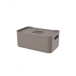 Cesta Grande Com Tampa Warm Gray Fit Coza 30,5x 18,5 X12,4cm Warm Gray Coza