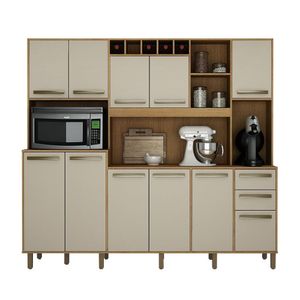 Armário De Cozinha Petra Cinamomo Com Off White 11 Portas 2 Gavetas Cinamomo Com Off White