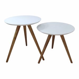 Jogo 2 Mesa Lateral Laqueada Com Vidro Cor Branco