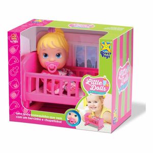 Boneca Bebê - Little Dolls - Bercinho - Loira - Divertoys