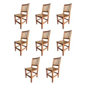 Kit Com 8 Cadeiras Madeira Maciça Confort Para Restaurantes Malbec - Cor: Marrom