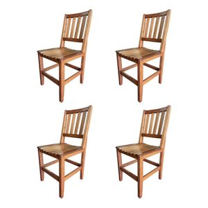 Kit Com 4 Cadeiras Madeira Maciça Confort Para Restaurantes Malbec - Cor: Marrom