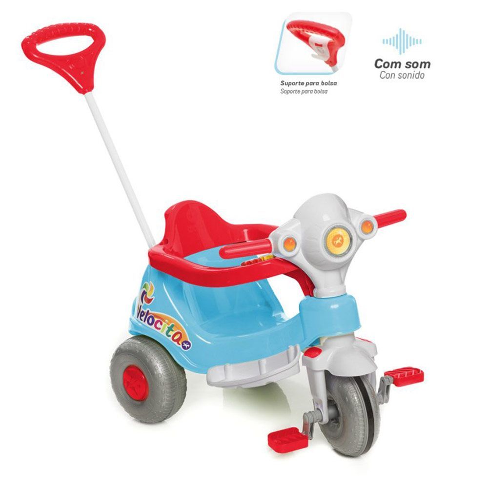 Triciclo infantil meninas mototico rosa 2 em 1 pedal E haste