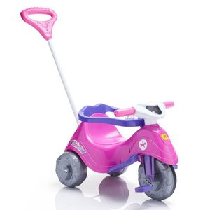 Triciclo Infantil Com Haste Direcionável - Lelecita - Rosa - Calesita