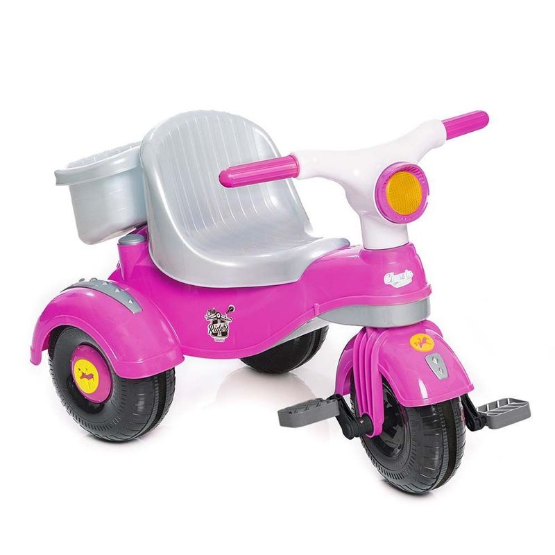 Triciclo Infantil Calesita Moto Uno - 2 em 1 - Pedal e Passeio com Aro -  Rosa L