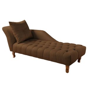 Divã Chesterfield Anna Recamier 160cm Via Encanto Veludo Marrom Lado Esquerdo