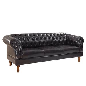 Namoradeira Chesterfield Duque Clássica 3 Lugares Via Encanto Courano Preto