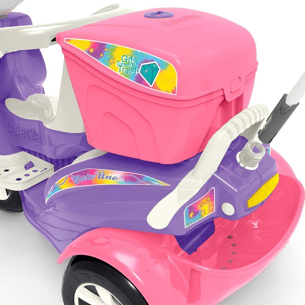 Triciclo Infantil Moto Uno Com Som Farol Empurrador E Pedal